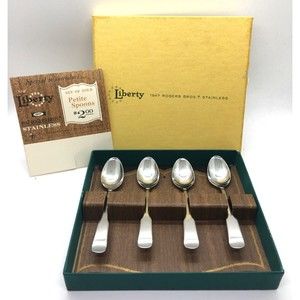 International Stainless 1847 Rogers Bros LIBERTY 4 Petite Spoons RARE VTG NIB
